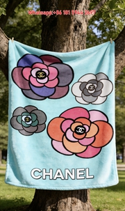 Chanel Colorful Camellia Flower Flannel Sofa Throw Blanket IMG_6860